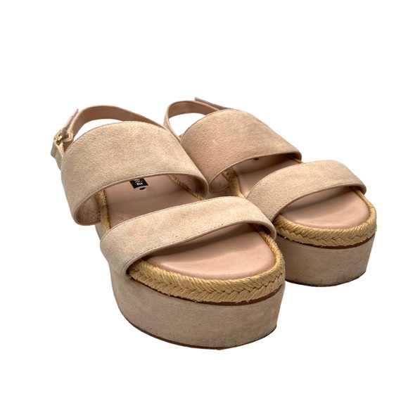 Alice + Olivia Platform Sandals Suede Nude Blush Slingback Jute Trim 6 Eur 36M - Picture 3 of 14